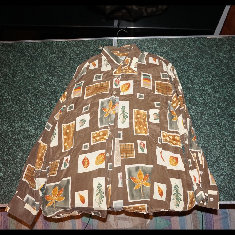 Nature-print button-down